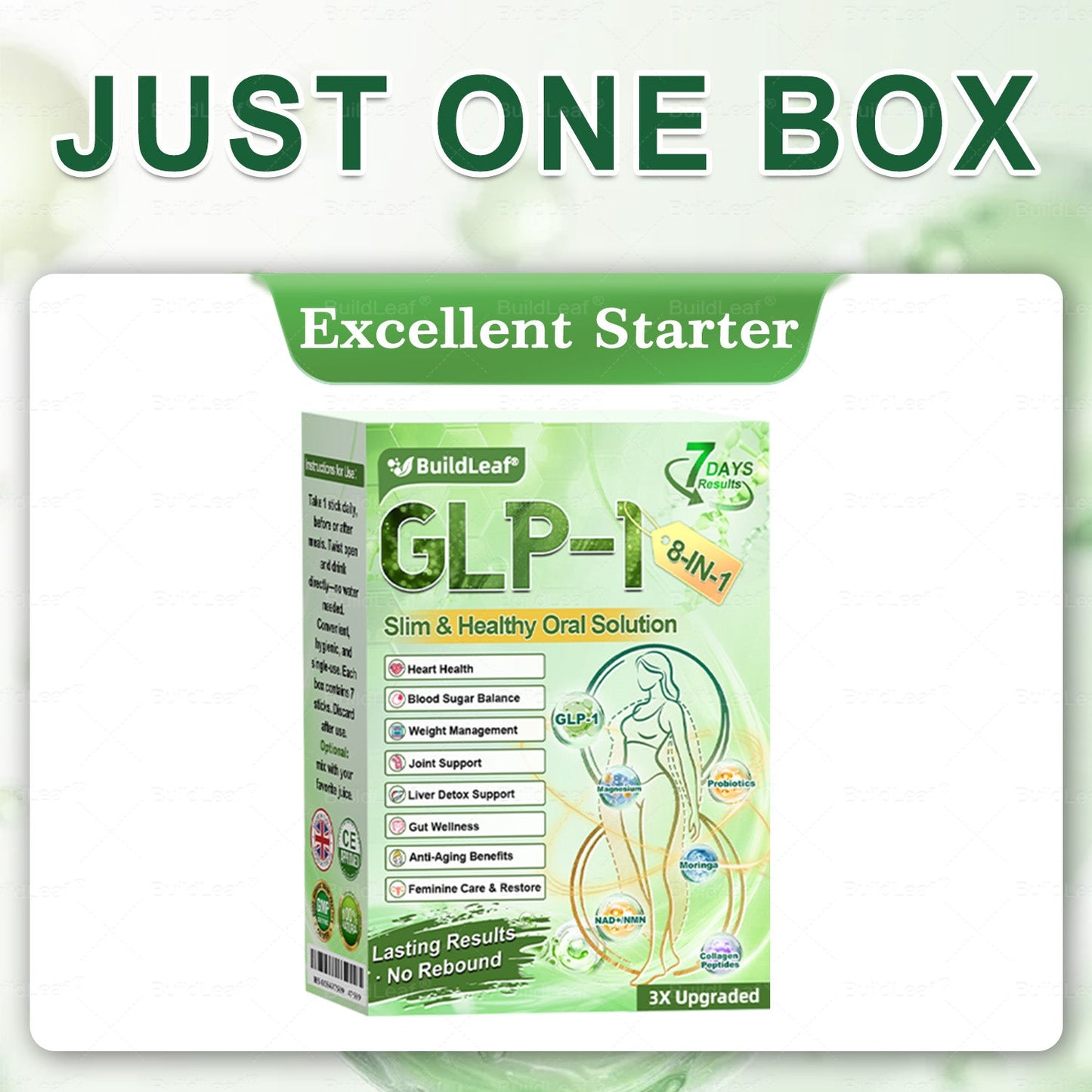 Official Store | BuildLeafยฎ GLP-1 8-in-1 Slim & Healthy Oral Solution (Once a day, results in 7 days), With 100 Billion CFU Active Probiotics โ
Supports weight management, heart health, diabetes, gut & womenโs health, while firming skin & boosting energy.